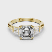 Emerald Cut Three-Stone Trillion Diamond Engagement Ring