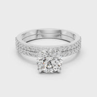Round Solitaire Double Pave Diamond Engagement Ring