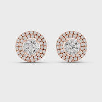 Round Double Halo Diamond Stud Earrings