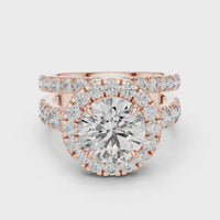Round Halo Diamond Bridal Ring Set