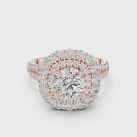 Round Halo Floral Cluster Diamond Engagement Ring