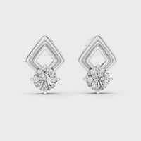 Classic Round Diamond Drop Stud Earrings