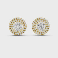 Round Double Halo Diamond Stud Earrings