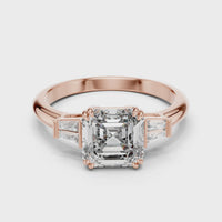 Emerald Cut Three-Stone Trillion Diamond Engagement Ring
