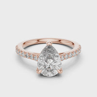 Pear Cut Solitaire Pave Engagement Ring