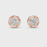 Classic Round Solitaire Twist Basket Stud Earrings