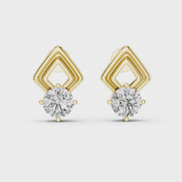 Classic Round Diamond Drop Stud Earrings