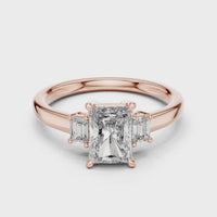 Radiant Three-Stone Emerald Side Stone Engagement Ring