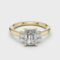 Radiant Three-Stone Emerald Side Stone Engagement Ring