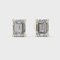 Emerald Cut Solitaire Diamond Stud Earrings