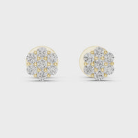 Round Floral Diamond Cluster Stud Earrings