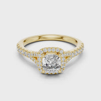 Cushion Halo Split Shank Pave Engagement Ring