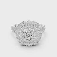 Round Halo Floral Cluster Diamond Engagement Ring