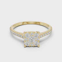 Round Diamond Cluster Halo Engagement Ring