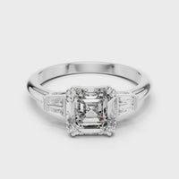 Emerald Cut Three-Stone Trillion Diamond Engagement Ring