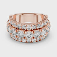 Multi-Row Round Diamond Eternity Statement Ring