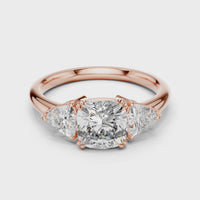 Cushion Three-Stone Trillion Engagement Ring