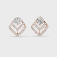 Round Brilliant Halo Drop Diamond Stud Earrings