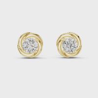 Classic Round Solitaire Twist Basket Stud Earrings