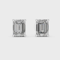 Emerald Cut Solitaire Diamond Stud Earrings