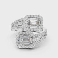 Radiant Toi et Moi Pave Diamond Engagement Ring