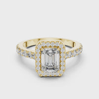 Emerald Halo Pavé Diamond Engagement Ring