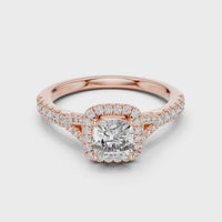 Cushion Halo Split Shank Pave Engagement Ring