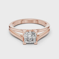 Princess Cut Split Shank Solitaire Engagement Ring